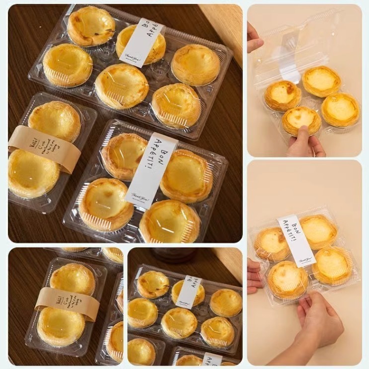 ◎10入◎2/4/6粒裝蛋塔連蓋式吸塑包裝盒/雪媚娘月餅透明包裝盒-細節圖6