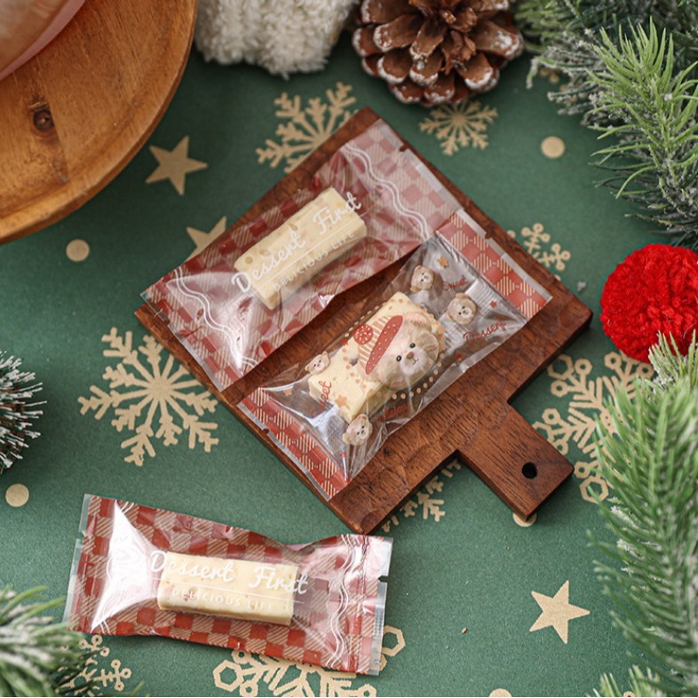 ▪4x9.5cm▪咖色小熊牛軋糖包裝袋(約100只裝)/奶糖糖果太妃糖烘焙機封袋-細節圖2