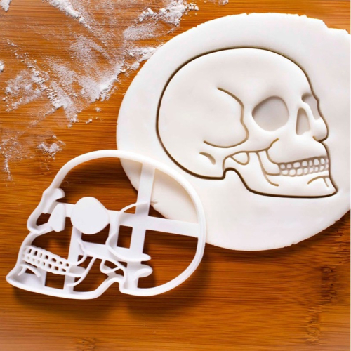 亞馬遜熱銷塑料骷髏頭餅乾模具/萬聖節搞怪頭顱塑膠餅乾模具/大號饅頭飯糰模具/3D列印按壓式曲奇餅乾模
