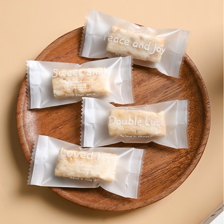 ▪4x9.5cm/5.5x8.5cm▪ins風英文牛軋糖包裝袋(約100只裝)/奶糖糖果太妃糖烘焙機封袋/雪Q餅牛軋糖點-細節圖3