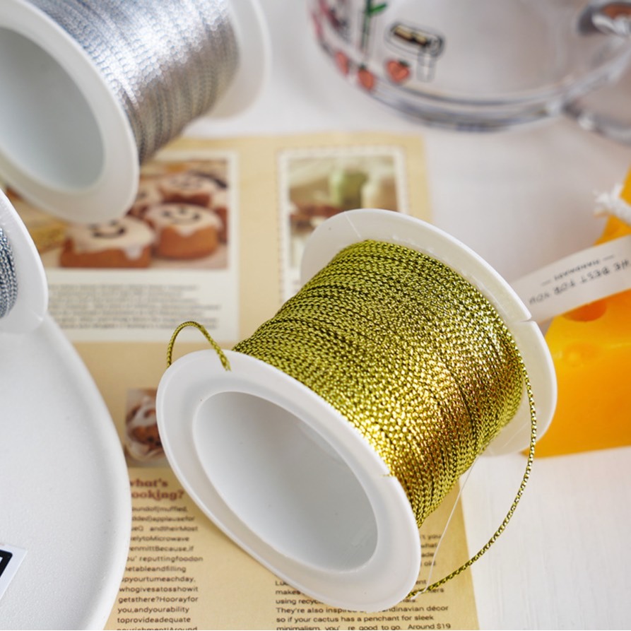 ▪20m▪ins金銀色柱體形狀蔥絲線/diy吊牌掛線/吊繩包裝/盒子綁口繩子/餅乾蛋糕盒禮品盒節日包裝紮繩/織帶-細節圖4