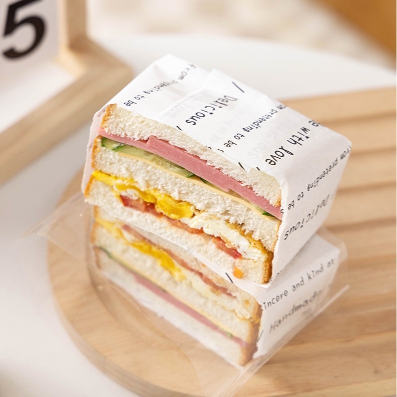 ▪20張入/包▪handmade英文字食品級淋膜包裝紙/高品質烘焙專用包裝油紙/雞肉捲漢堡煎餅手抓早餐吐司包裝紙-細節圖4