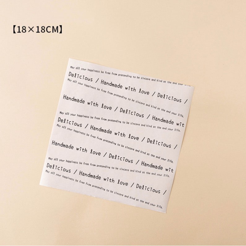 ▪20張入/包▪handmade英文字食品級淋膜包裝紙/高品質烘焙專用包裝油紙/雞肉捲漢堡煎餅手抓早餐吐司包裝紙-細節圖7