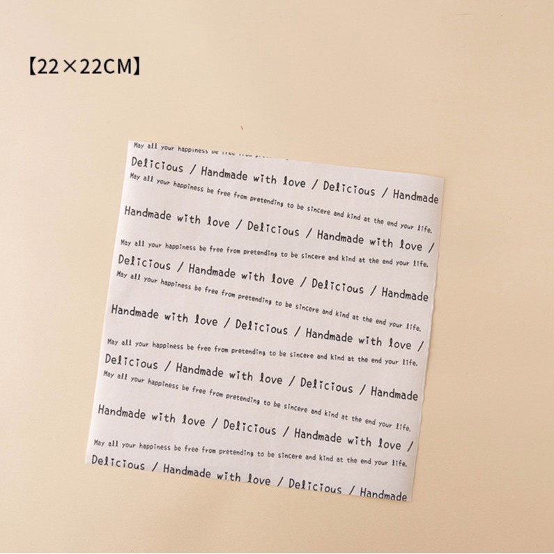 ▪20張入/包▪handmade英文字食品級淋膜包裝紙/高品質烘焙專用包裝油紙/雞肉捲漢堡煎餅手抓早餐吐司包裝紙-細節圖8