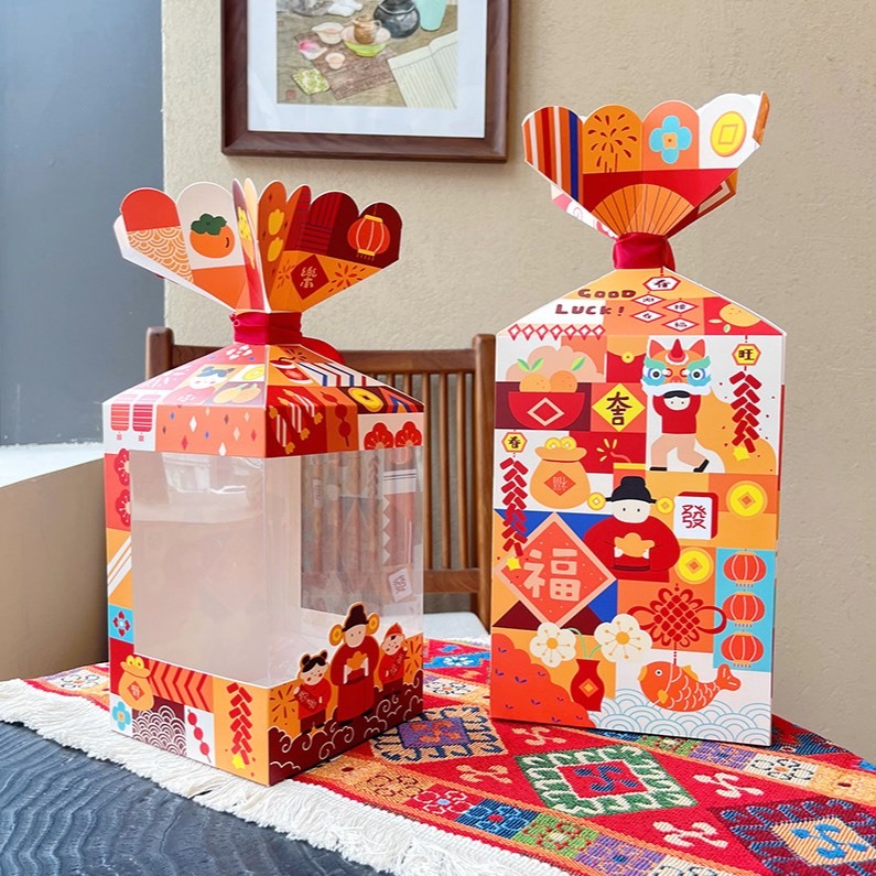 ◎2入◎創意透明開窗大禮包/新年禮盒/糖果包裝盒/禮品紙盒/雪Q餅牛軋糖包裝禮物盒-細節圖2