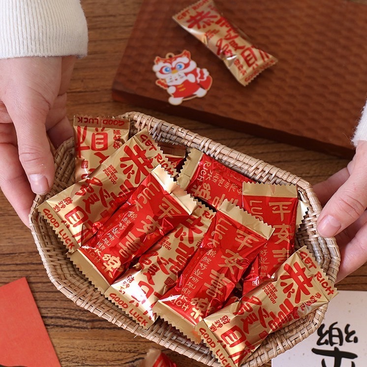 ▪3.7x9cm▪恭喜發財鋁箔牛軋糖包裝袋(約100只裝)/奶糖糖果太妃糖烘焙機封袋/新年鋁膜糖果袋-細節圖3