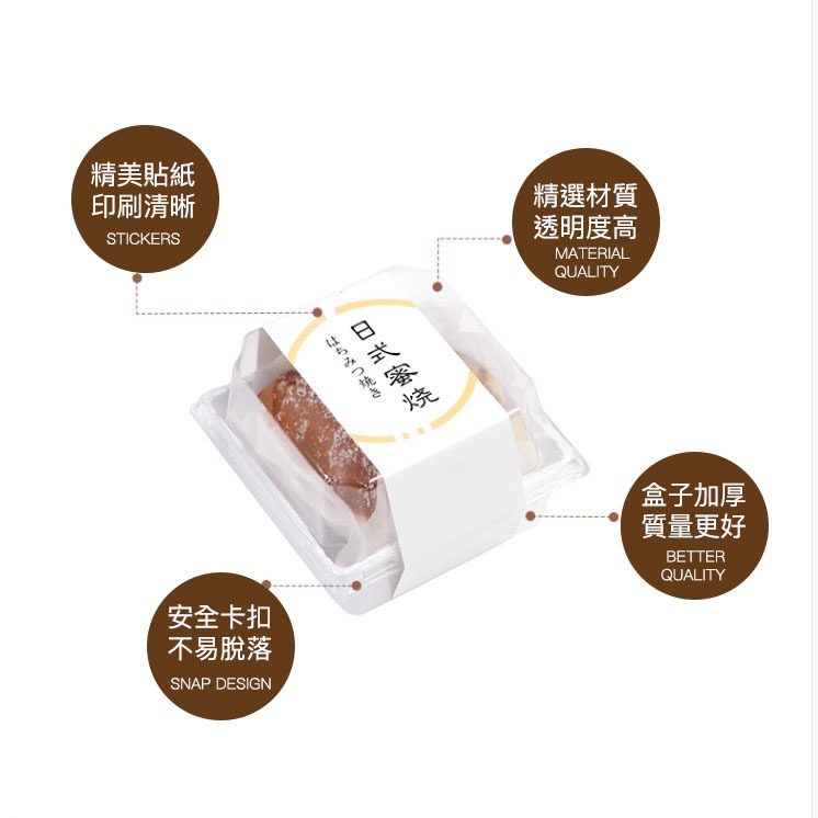 ◎10入◎日式蜜燒切塊小方蛋糕透明吸塑打包盒/烘焙蛋糕捲包裝盒/千層蛋糕甜品野餐打包盒子-細節圖5