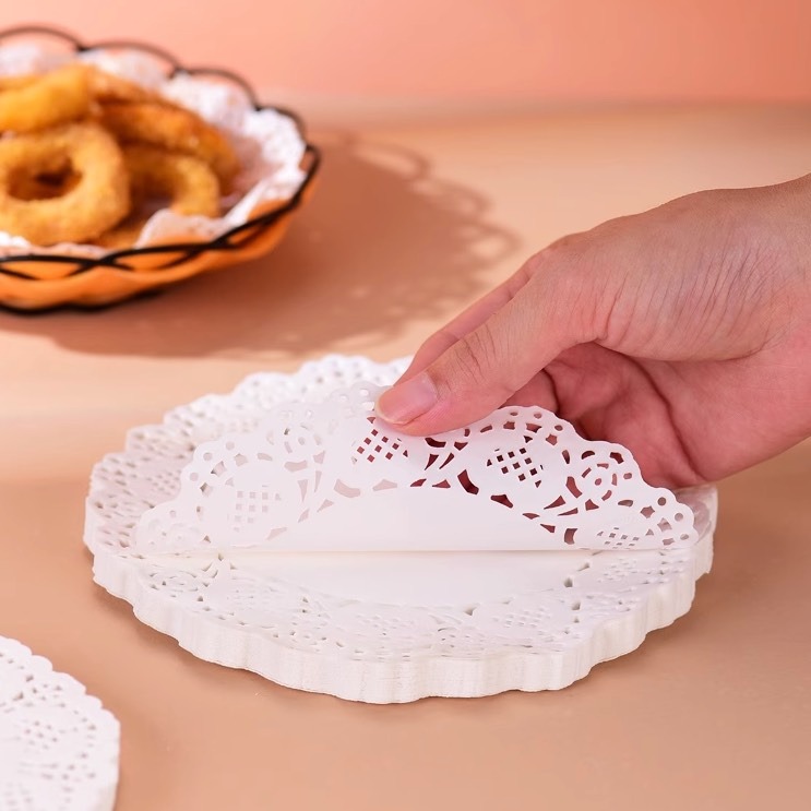 ◎20張入◎橢圓形圓形花底紙/烘焙蛋糕用花墊紙/底襯紙/包裝烘焙紙/食品用紙餐盤油炸小吃披薩墊紙-細節圖3