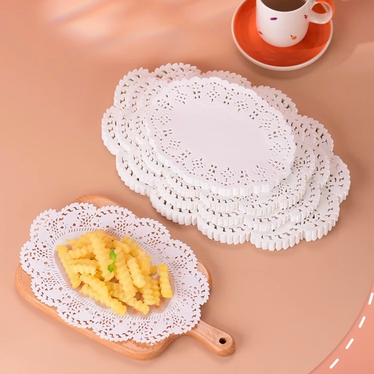 ◎20張入◎橢圓形圓形花底紙/烘焙蛋糕用花墊紙/底襯紙/包裝烘焙紙/食品用紙餐盤油炸小吃披薩墊紙-細節圖6