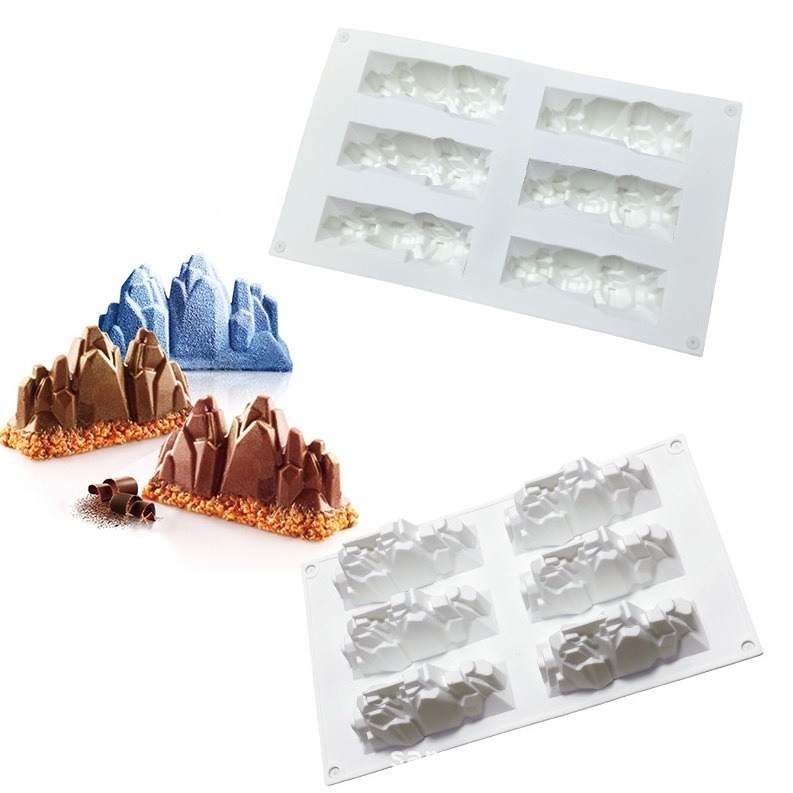 ◎6連◎法式雪山造型淋面矽膠蛋糕模/巧克力冰淇淋布丁慕斯模具/圓錐形聖誕烘焙模具/蠟燭手工皂模-細節圖2