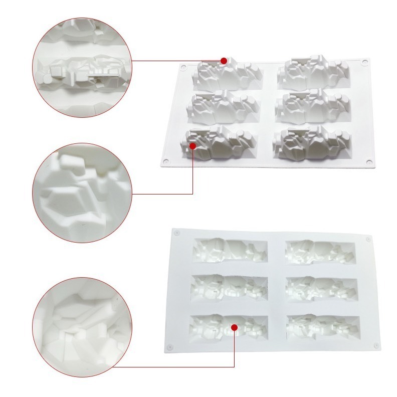 ◎6連◎法式雪山造型淋面矽膠蛋糕模/巧克力冰淇淋布丁慕斯模具/圓錐形聖誕烘焙模具/蠟燭手工皂模-細節圖4