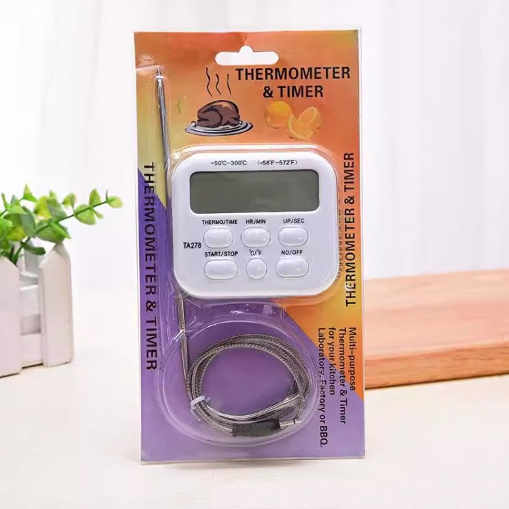 廚房燒烤食物電子探針筆式溫度計/食品溫度計/麵糰筆式溫度計/探針水溫油溫計/可設警報溫度計-細節圖8