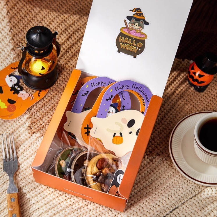 ◎40枚混裝◎萬聖節搞怪異型頁眉卡頭/糖霜餅乾包裝/曲奇瑪德琳裝飾紙卡片-細節圖2