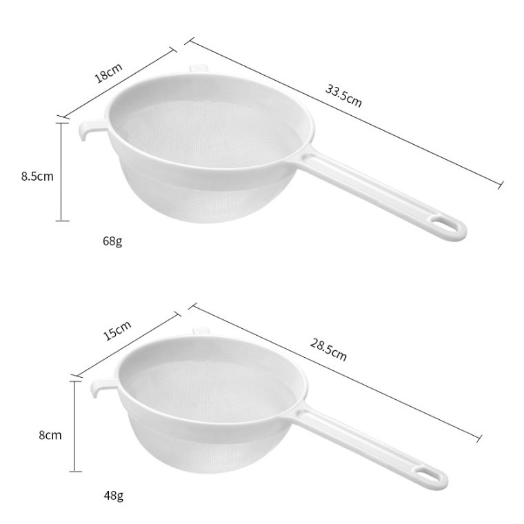 ◎四件套◎雙耳掛勾塑膠漏勺/防燙長柄網漏/麵粉篩/過濾網/油格/加密撈勺/家用神器-細節圖7