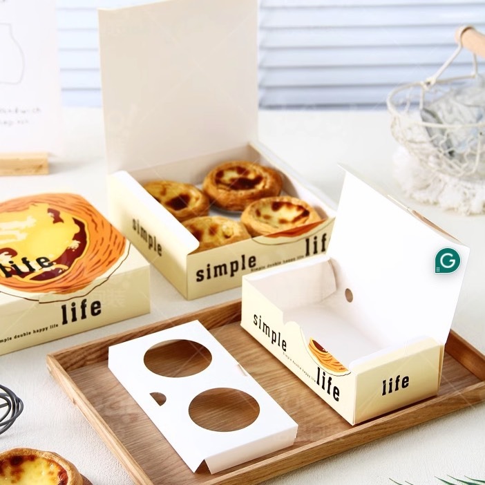 ◎5只入◎2/4/6粒型手繪風法式酥脆蛋塔翻蓋式包裝盒/千層蛋塔禮盒/葡式蛋塔包裝紙盒/千層花型蛋塔包裝盒-細節圖3