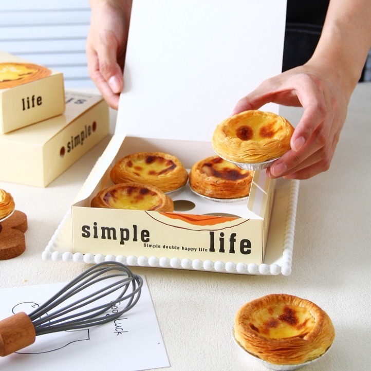 ◎5只入◎2/4/6粒型手繪風法式酥脆蛋塔翻蓋式包裝盒/千層蛋塔禮盒/葡式蛋塔包裝紙盒/千層花型蛋塔包裝盒-細節圖4