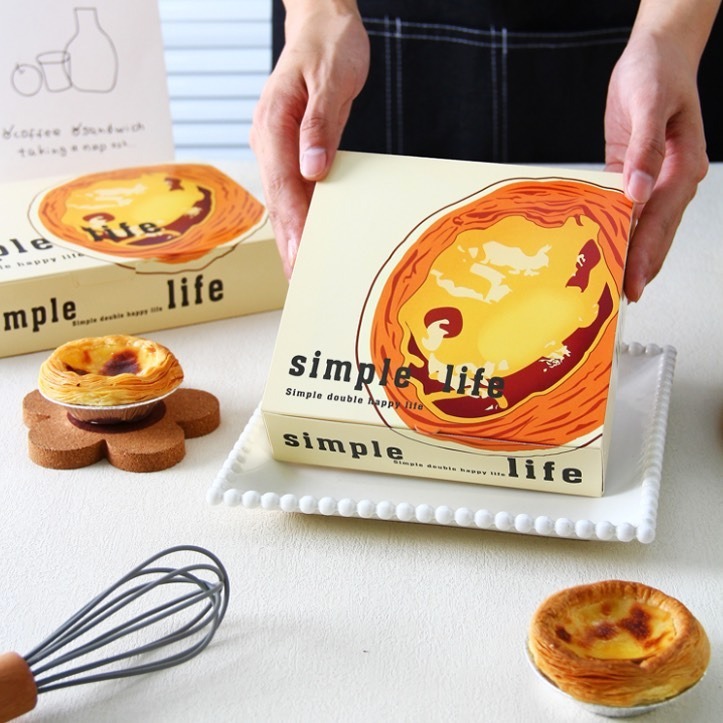 ◎5只入◎2/4/6粒型手繪風法式酥脆蛋塔翻蓋式包裝盒/千層蛋塔禮盒/葡式蛋塔包裝紙盒/千層花型蛋塔包裝盒-細節圖5