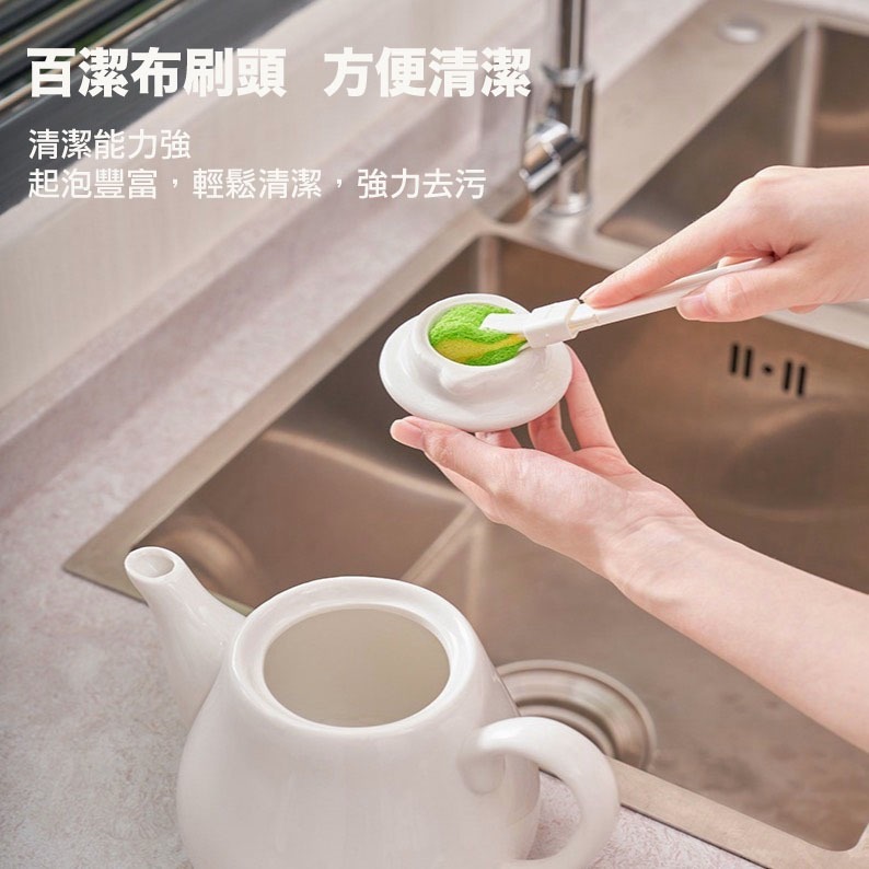 日本KM日式百潔布小刷子/廚房浴室多用清潔刷/可拆換迷你海棉刷/縫隙清潔刷-細節圖5