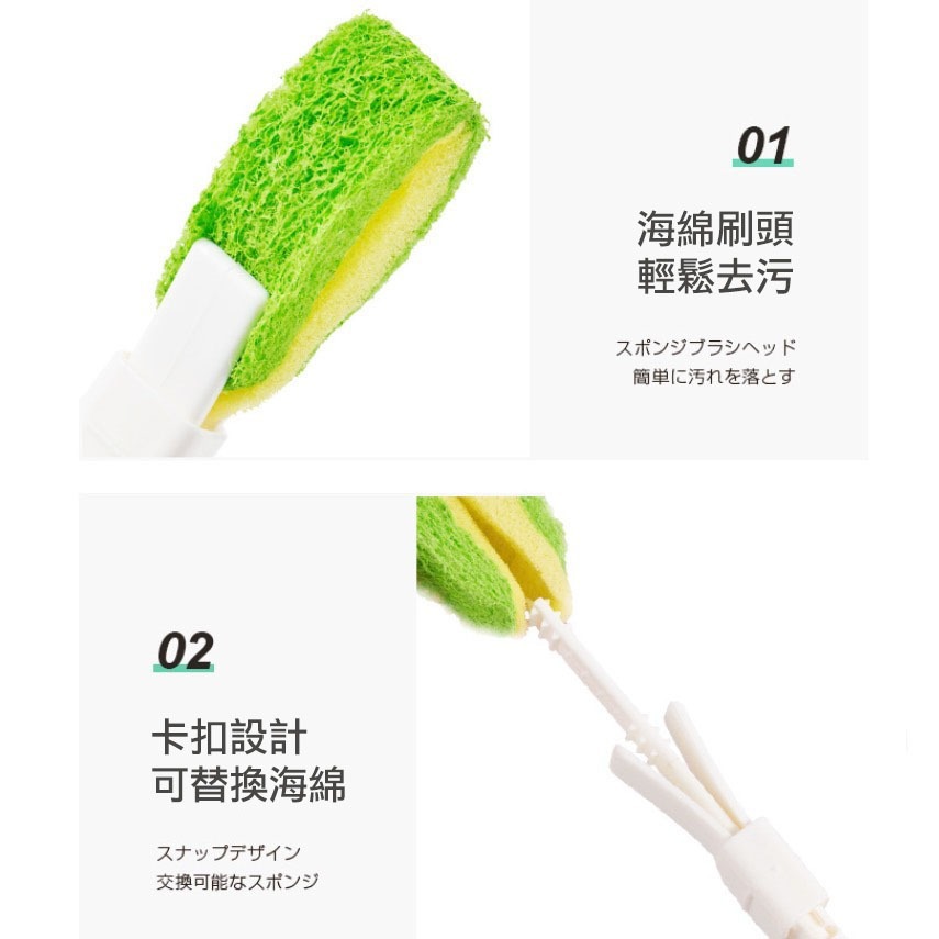 日本KM日式百潔布小刷子/廚房浴室多用清潔刷/可拆換迷你海棉刷/縫隙清潔刷-細節圖7