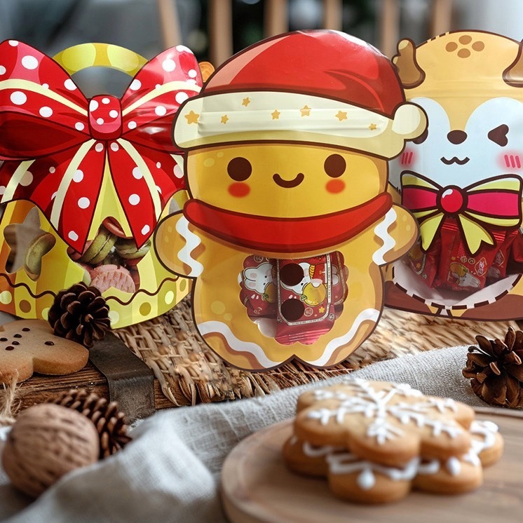 ◎10只入◎17x20+7cm聖誕節鈴鐺糖果屋加厚可立式夾鍊袋/新年牛軋糖果食品自封禮品袋/創意烘焙包裝袋/糖果曲奇袋-細節圖4