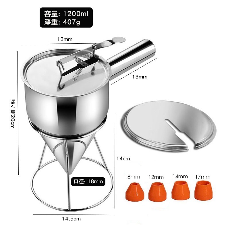 不銹鋼麵糊定量分配器(壺)/不鏽鋼章魚小丸子麵糊漏斗分離分配器/擺攤烘焙奶油漏斗-細節圖11