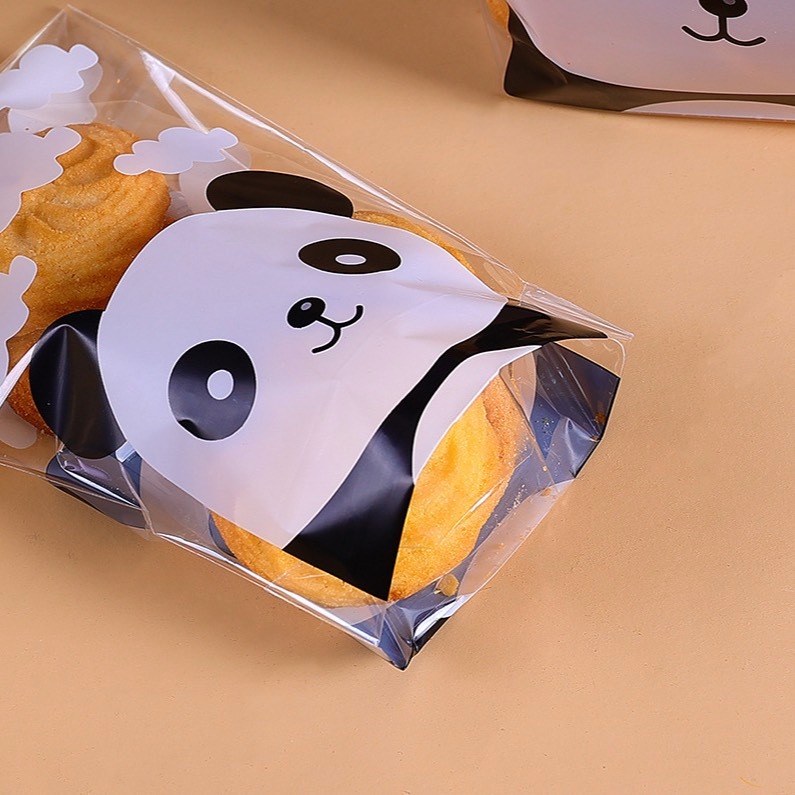 ▪14*20cm▪呆萌滾滾熊貓可立式透明禮品包裝袋(50只入)曲奇餅乾平口袋自黏袋/麵包糖果袋/手機殼袋-細節圖4