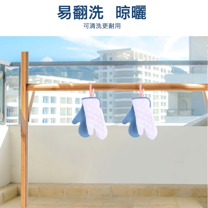 ◎2只入◎耐高溫波紋防燙隔熱耐熱手套/加棉加厚矽膠手套/廚房烘焙防滑微波爐手套-細節圖6