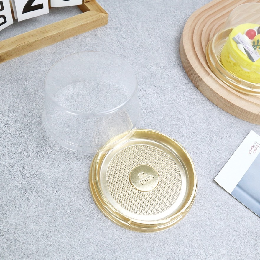 ◎10入◎迷你4吋ins風爆漿慕斯舒芙蕾金底吸塑包裝盒/巧克力包裝/甜點塑料底墊/起士奶油千層戚風蛋糕吸塑盒-細節圖3