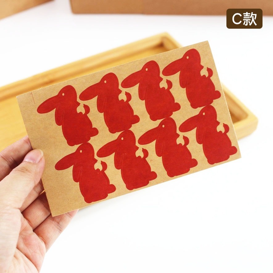 ◎24枚入◎中秋節兔子牛皮紙貼紙/裝飾貼紙烘焙diy標籤貼紙/月餅禮盒貼/烘焙包裝盒/封口貼-規格圖9