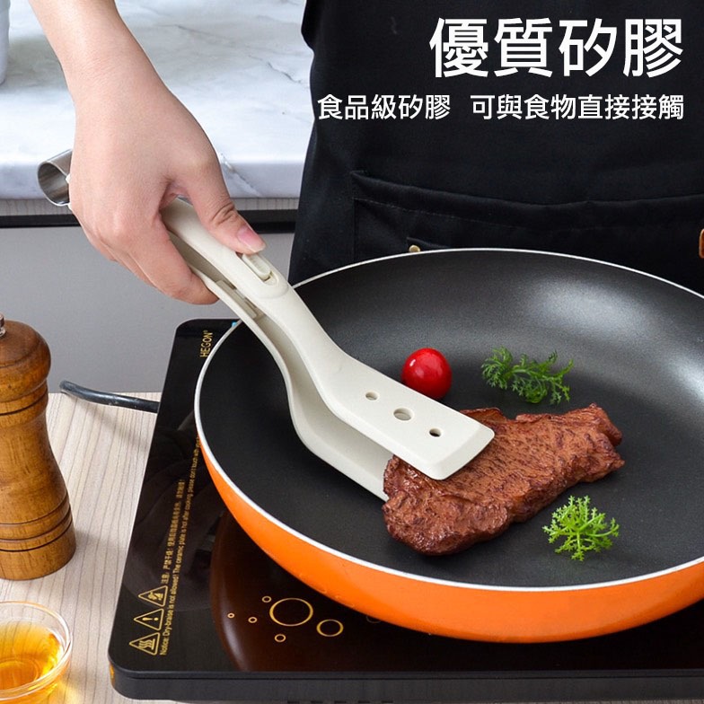 耐高溫矽膠煎魚鏟夾/食物夾/二合一煎鏟夾/牛排夾麵包夾/戶外燒烤肉夾-細節圖2
