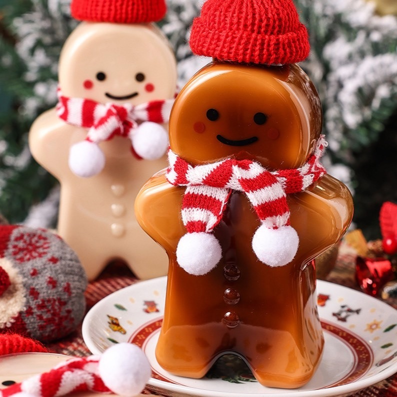 ◎500ml◎聖誕節禮物奶茶瓶/卡通薑餅人可愛果汁飲料瓶/帶蓋楊枝甘露打包空塑膠瓶/密封糖果餅乾罐-細節圖7