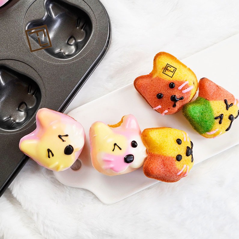 ◎9/12連◎Cotta原創設計加厚黑色貓頭模具/吐司麵包不沾烤盤/粟子蛋糕碳鋼烘焙模具/瑪德琳烤盤diy費南雪工具-細節圖5