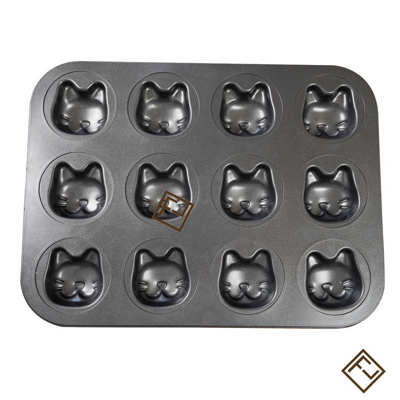 ◎9/12連◎Cotta原創設計加厚黑色貓頭模具/吐司麵包不沾烤盤/粟子蛋糕碳鋼烘焙模具/瑪德琳烤盤diy費南雪工具-規格圖7