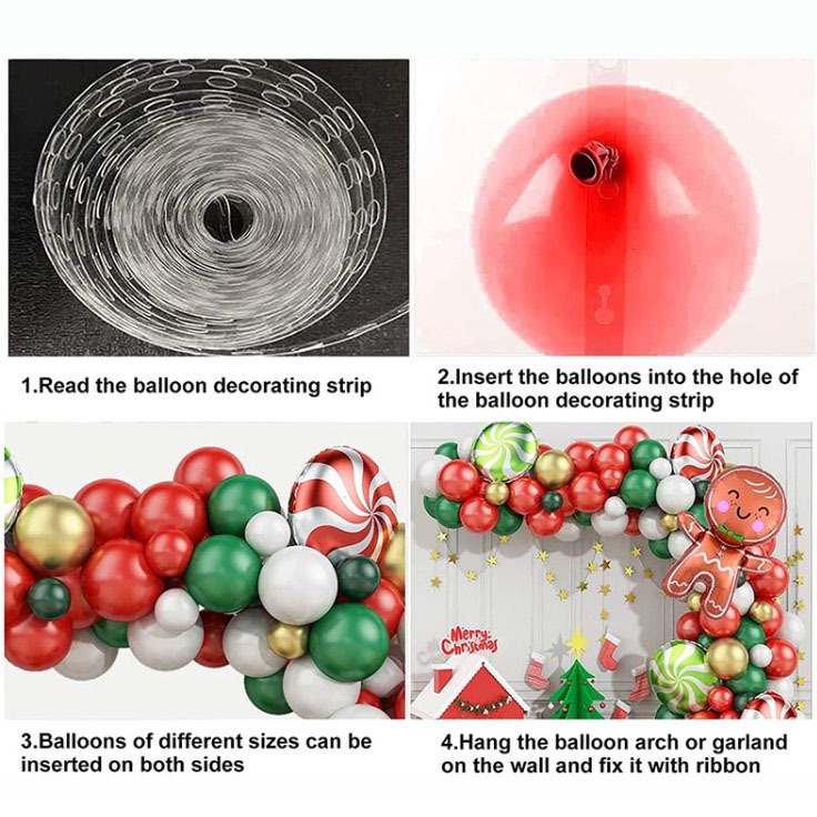 聖誕節薑小人氣球套裝/節日派對裝飾氣氛佈置/紅綠氣球鏈套裝/marry christmas拉旗聖誕派對乳膠氣球套裝-細節圖3