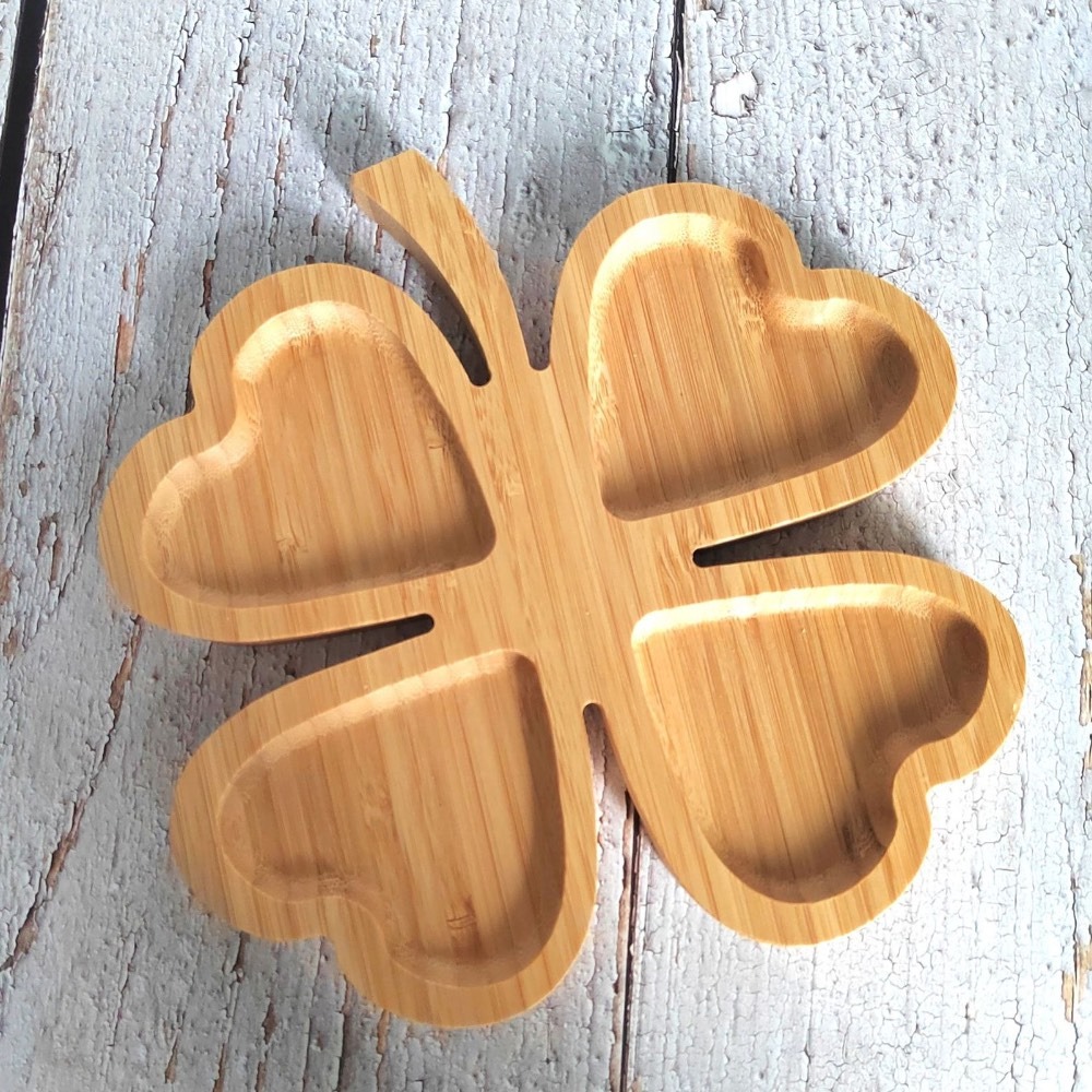 ins風竹製手柄四葉草乾果盤/創意竹製品餐盤/節日瓜果收納盤/點心盤/壽司盤飯店用品茶盤-細節圖2