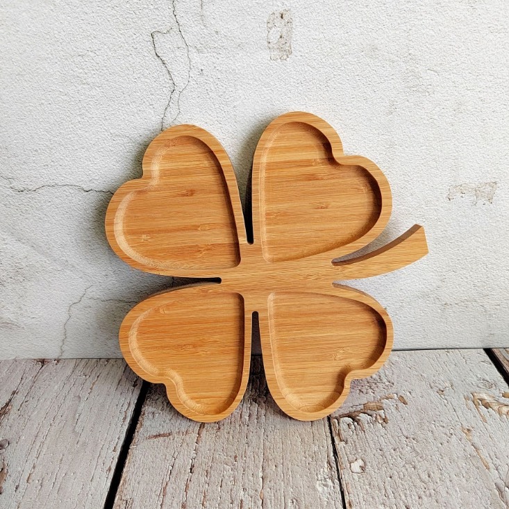 ins風竹製手柄四葉草乾果盤/創意竹製品餐盤/節日瓜果收納盤/點心盤/壽司盤飯店用品茶盤-細節圖3