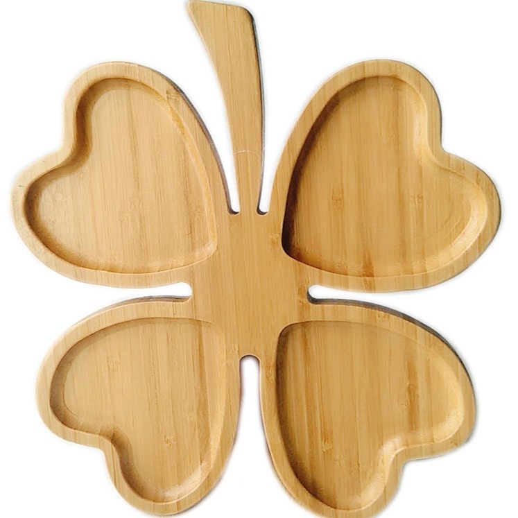 ins風竹製手柄四葉草乾果盤/創意竹製品餐盤/節日瓜果收納盤/點心盤/壽司盤飯店用品茶盤-細節圖6