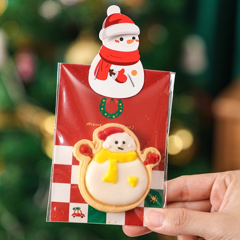 ◎5張=20枚入◎聖誕節糖霜餅乾包裝立體異型頁眉卡頭/烘焙紐約軟餅乾點心零食卡頭/聖誕節裝飾紙卡片-細節圖3