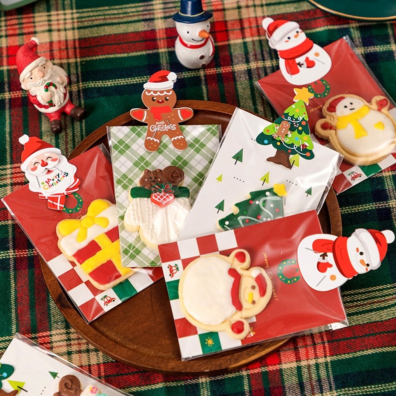 ◎5張=20枚入◎聖誕節糖霜餅乾包裝立體異型頁眉卡頭/烘焙紐約軟餅乾點心零食卡頭/聖誕節裝飾紙卡片-細節圖4