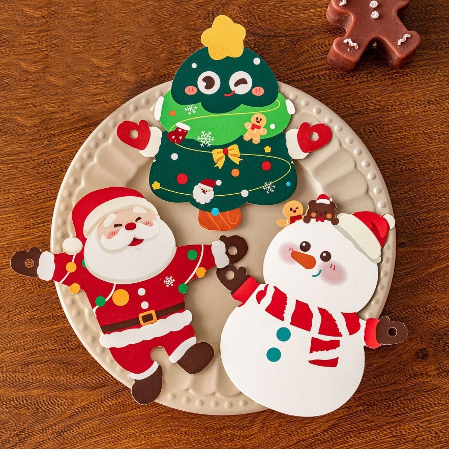 ◎3枚混裝◎聖誕節大尺寸抱抱卡片/糖霜餅乾包裝紙/雪人聖誕樹烘焙紐約軟餅乾點心零食裝飾卡/聖誕節裝飾紙卡片-細節圖3