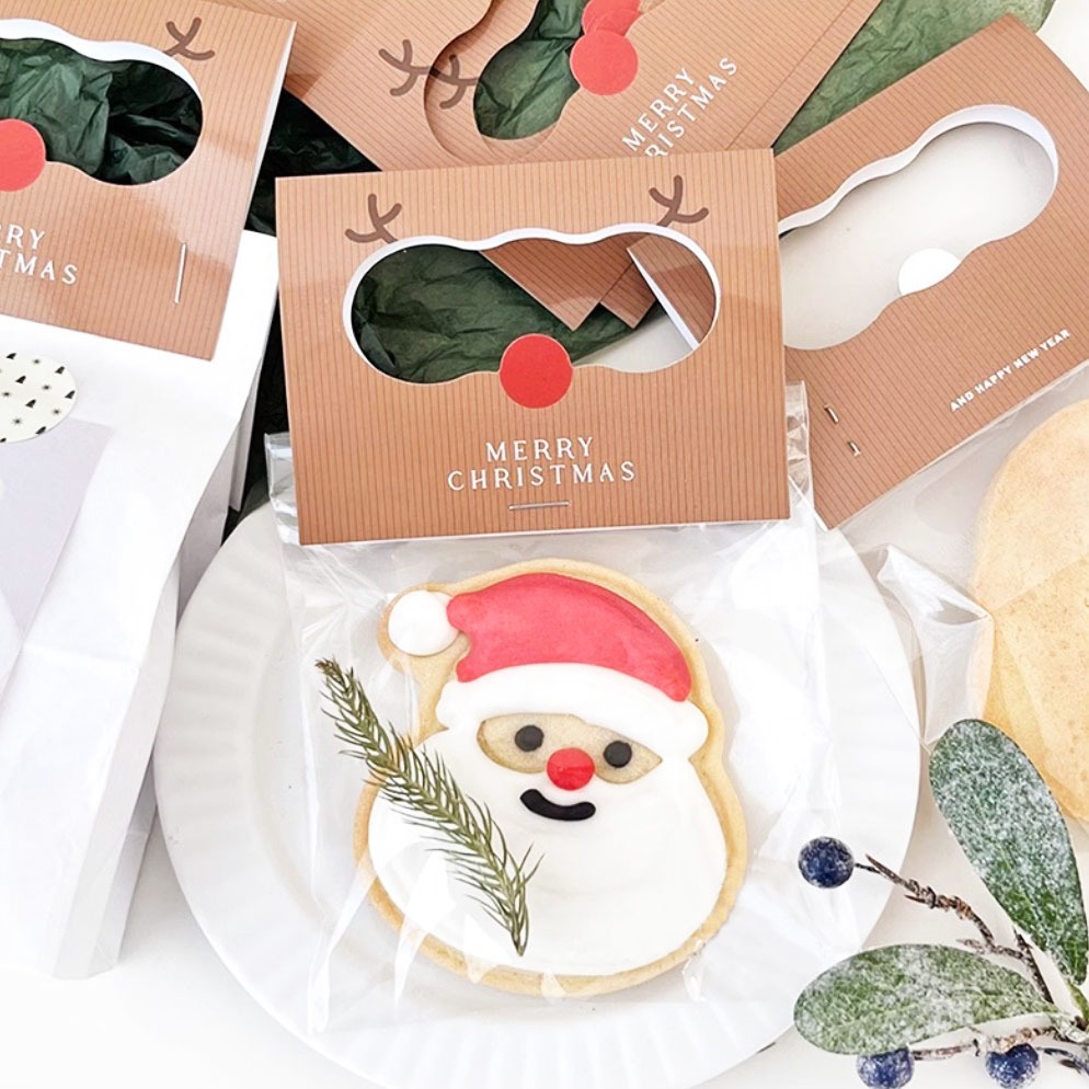 ◎30枚入◎聖誕節霧面手提式餅乾頁眉卡頭/聖誕老人麋鹿糖果卡頭/聖誕節烘焙包裝卡頭-細節圖4