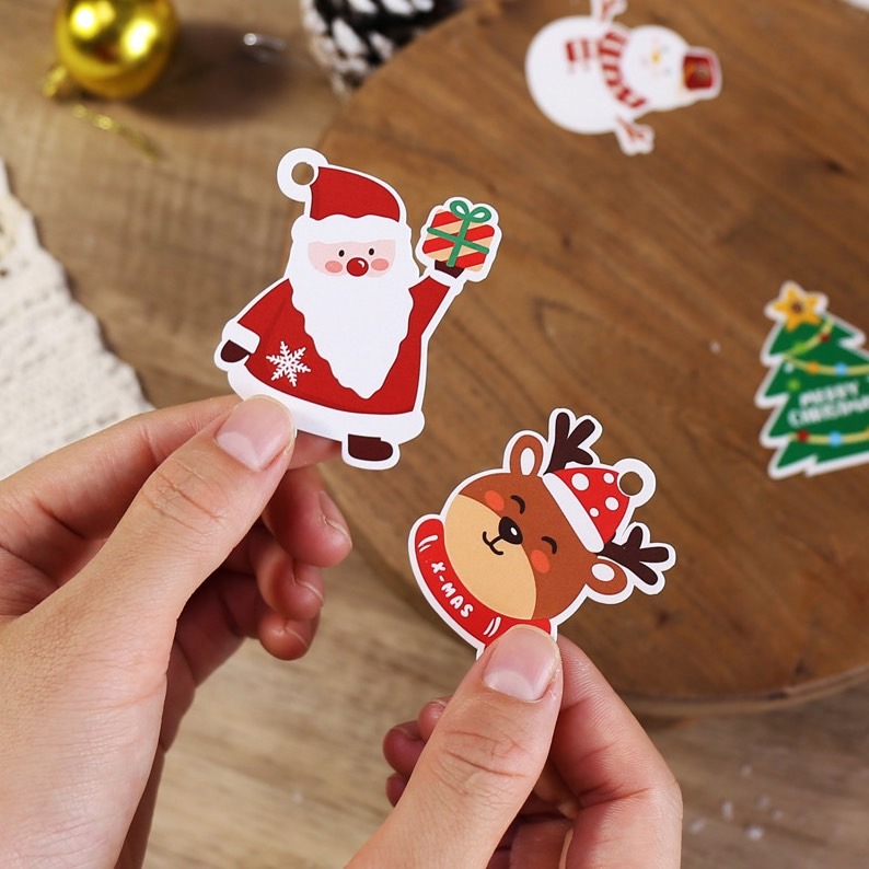 ▪5張/25枚入▪創意聖誕雪人吊牌/插牌紙卡/烘焙包裝聖誕節裝飾紙卡/烘焙包裝禮盒吊牌/聖誕節標牌/蛋糕裝飾掛件-細節圖3