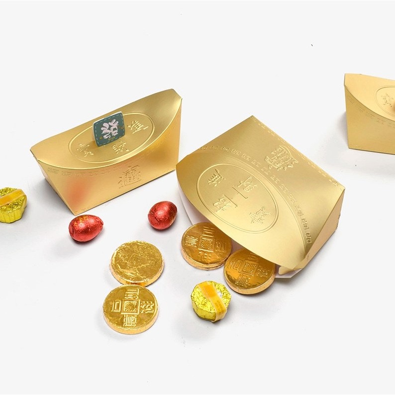 ◎5入◎一錠發財禮盒包裝提袋/可立式餅乾糖果禮品袋/蘋果牛軋糖糖果蛋糕包裝紙袋-細節圖3