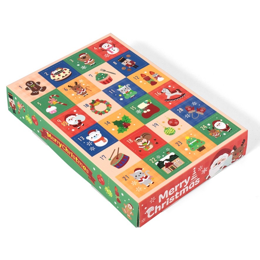 ◎2入◎12格/24格款趣味聖誕戳戳樂盲盒空盒/自製驚喜禮物盒/食品級白卡禮品包裝/聖誕節計時日曆可愛喜糖彩色禮物盒-規格圖9