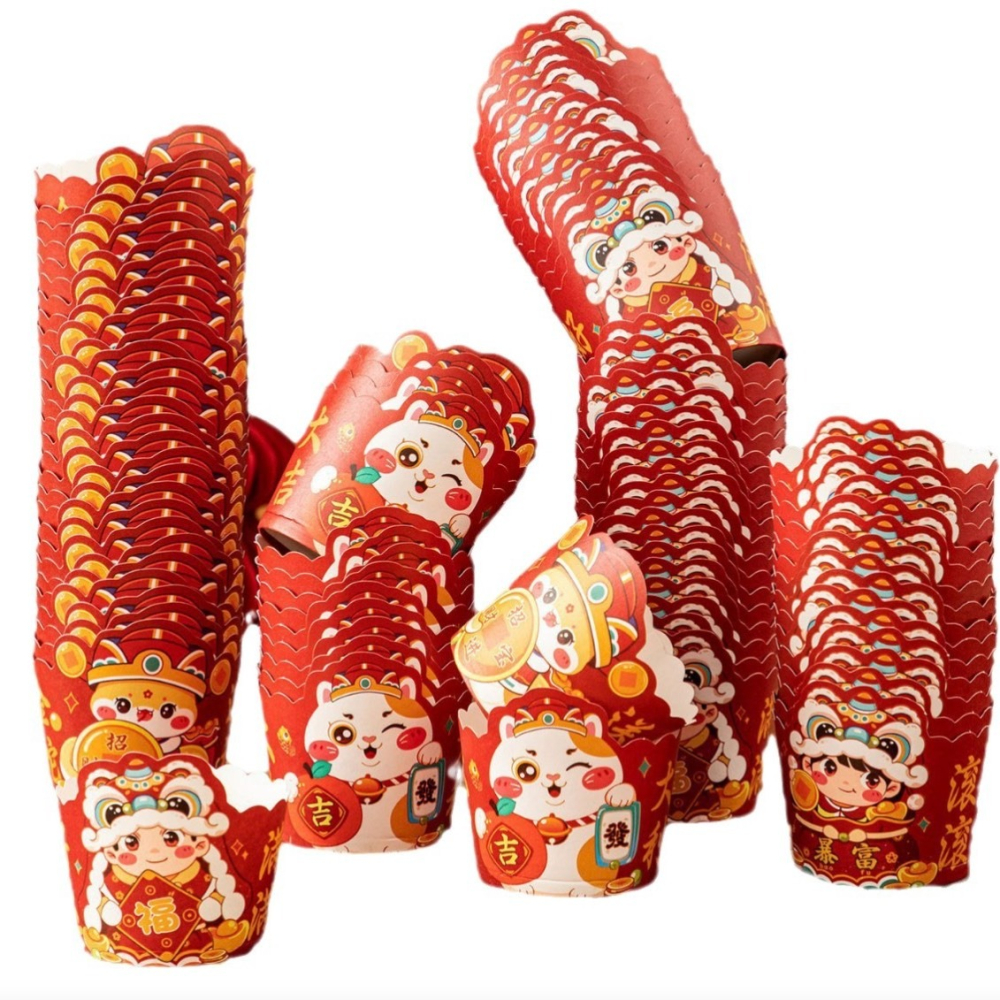 ◎50只入◎新年大吉大利好運滿滿烘焙紙杯/年節蛋糕紙杯/機制高溫瑪芬紙杯/節日杯子蛋糕紙杯/過年耐高溫淋膜蛋糕紙托-細節圖4