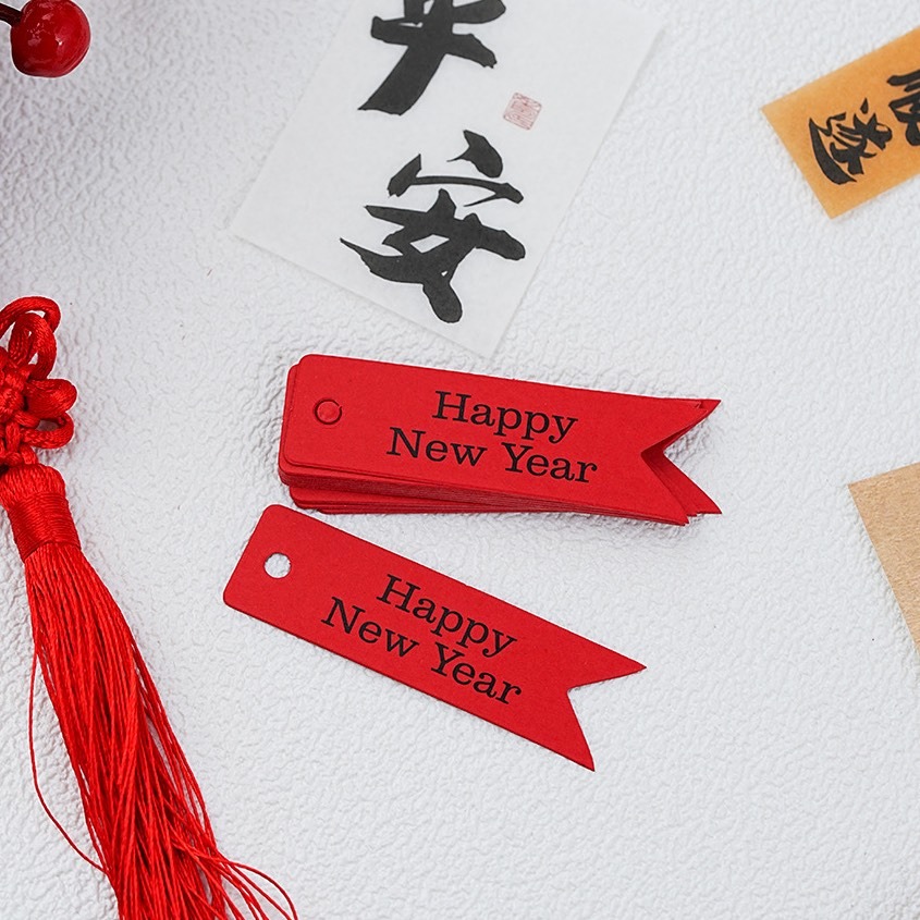 ◎10枚入◎Happy new year吊牌/插牌紙卡/烘焙包裝新年裝飾紙卡/烘焙包裝禮盒吊牌/蛋糕裝飾插牌-細節圖3