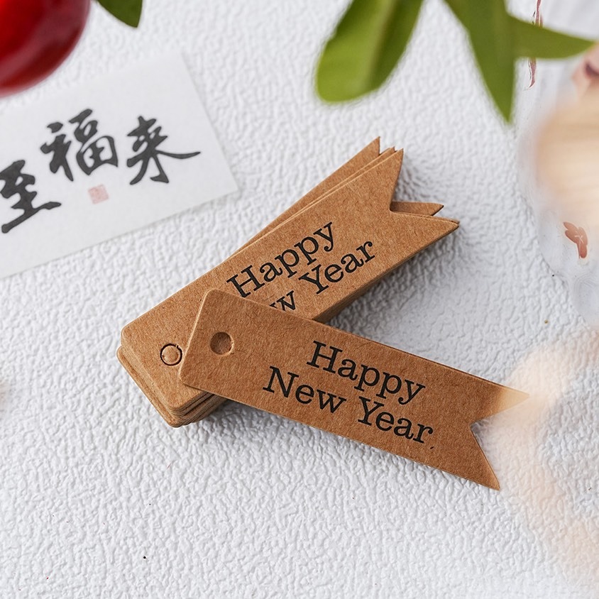 ◎10枚入◎Happy new year吊牌/插牌紙卡/烘焙包裝新年裝飾紙卡/烘焙包裝禮盒吊牌/蛋糕裝飾插牌-規格圖5