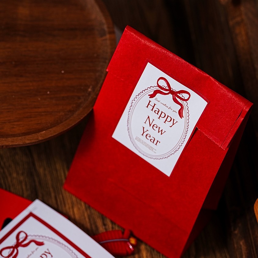 ◎3張=18枚◎新年蝴蝶結方形happy new year封口貼紙/祝福文字貼畫/節慶禮盒禮物貼紙/年裝飾封口貼不乾膠標-細節圖3