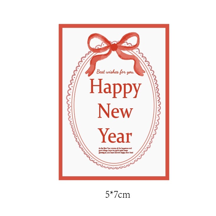 ◎3張=18枚◎新年蝴蝶結方形happy new year封口貼紙/祝福文字貼畫/節慶禮盒禮物貼紙/年裝飾封口貼不乾膠標-細節圖6