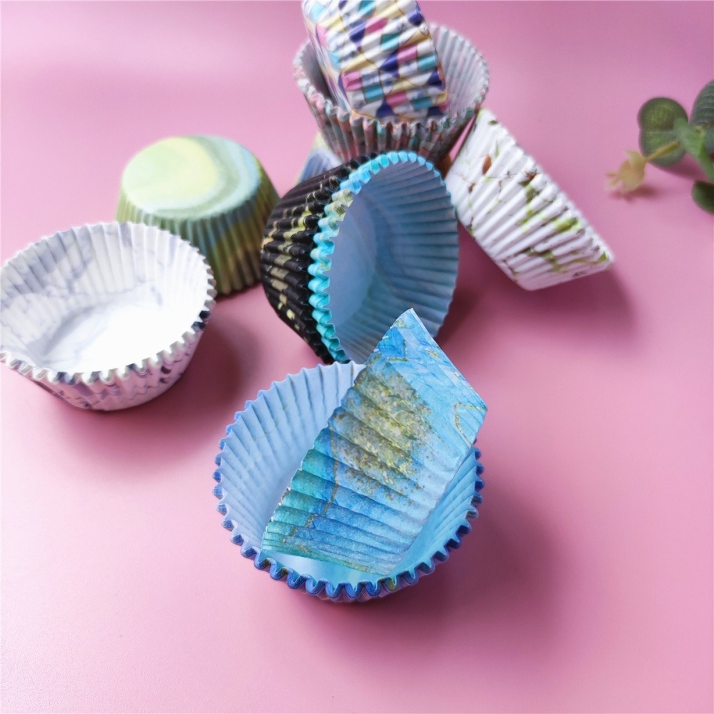 ◎中號11cm◎大理石花紋幾何圖案PVC筒裝耐高溫防油紙杯(約100只入)/馬芬烘焙紙杯/糯米糍紙托雪媚娘紙杯/戚風杯子-細節圖4